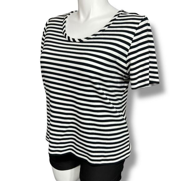 Vintage Three Flaggs Womens Knit T Shirt Top Short Sleeve Pullover Striped Large - Picture 5 of 8